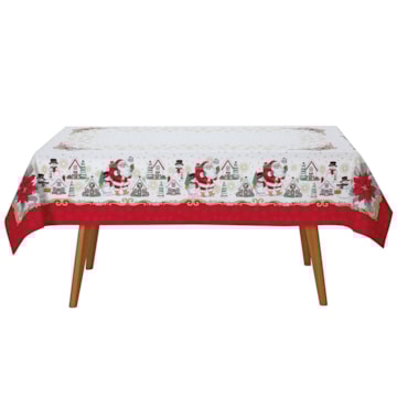Toalha de Mesa Retangular Dohler Athenas Natal Amigos do Noel 6 Lugares 1,40m x 2,10m