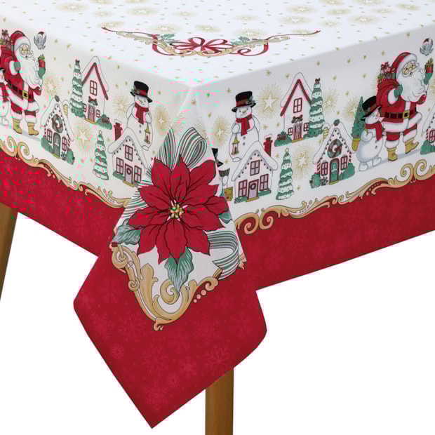 Toalha de Mesa Retangular Dohler Athenas Natal Amigos do Noel 6 Lugares 1,40m x 2,10m