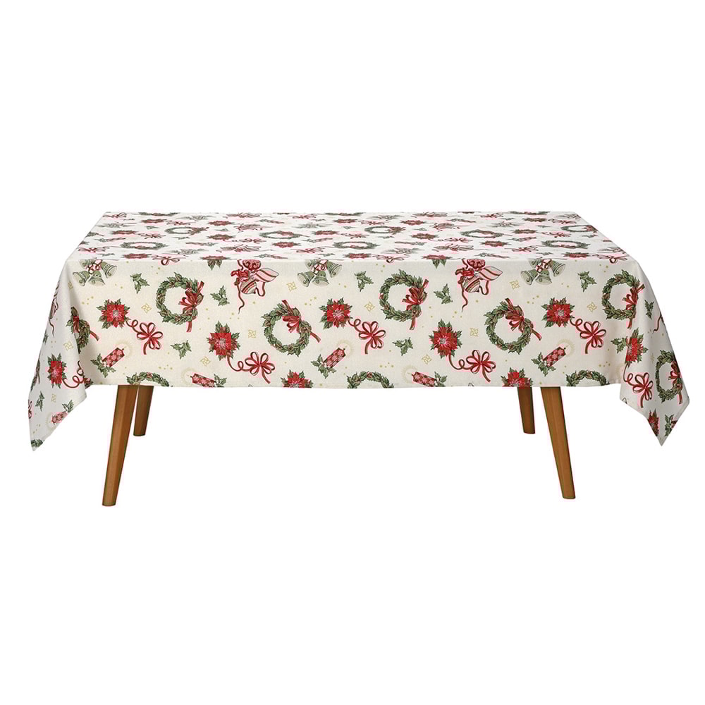 Toalha de Mesa Retangular Dohler Celebra Guirlandas de Natal com Efeito Brilho 8 Lugares 1,60m x 2,40m