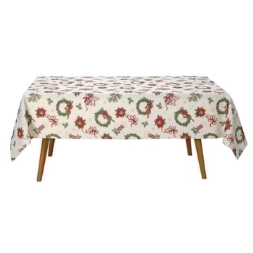 Toalha de Mesa Retangular Dohler Celebra Guirlandas de Natal com Efeito Brilho 8 Lugares 1,60m x 2,40m