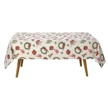 Toalha de Mesa Retangular Dohler Celebra Guirlandas de Natal com Efeito Brilho 8 Lugares 1,60m x 2,70m