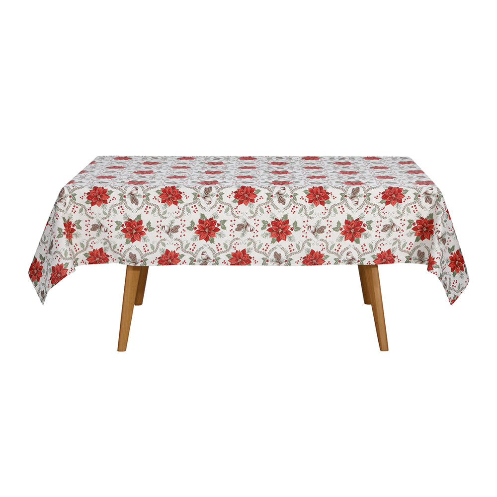 Toalha de Mesa Retangular Dohler Celebra Jardim de Natal com Efeito Brilho 8 Lugares 1,60m x 2,40m