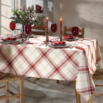 Toalha de Mesa Retangular Dohler Celebra Natal Xadrez 8 Lugares 1,60m X 2,40m