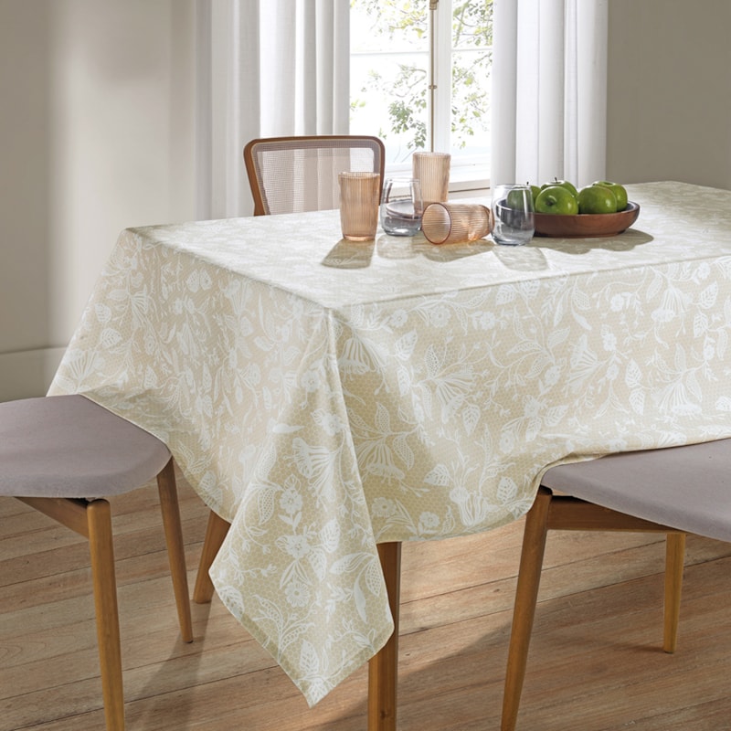 Toalha de Mesa Retangular Dohler Clean Athenas Graça 6 Lugares 1,40m x