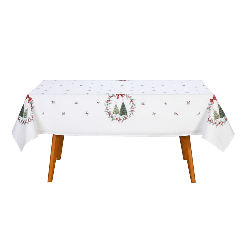 Toalha de Mesa Retangular Dohler Clean Estampado Digital Bosque de Natal 6 Lugares 1,40m x 2,10m