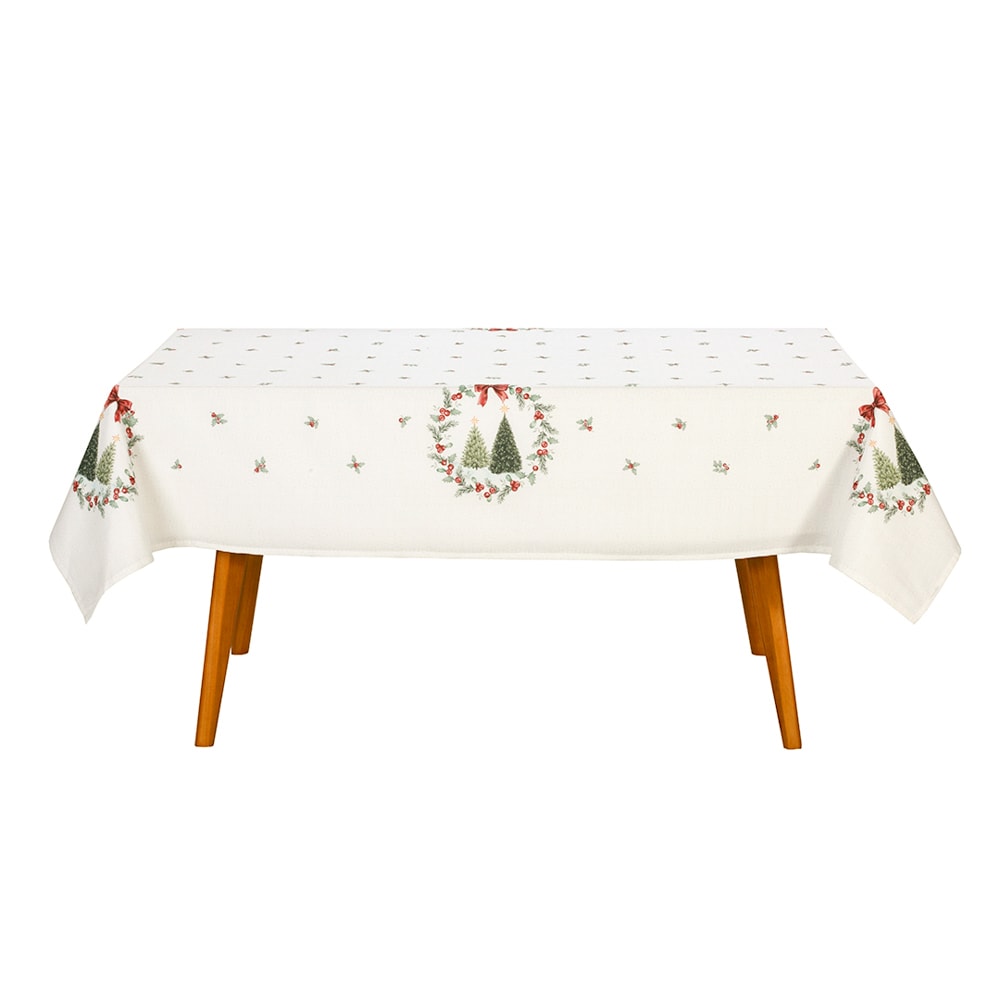 Toalha de Mesa Retangular Dohler Clean Estampado Digital Bosque de Natal 6 Lugares 1,40m x 2,10m