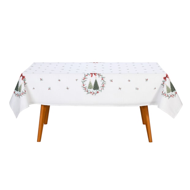 Toalha de Mesa Retangular Dohler Clean Estampado Digital Bosque de Natal 8 Lugares 1,60m x 2,70m