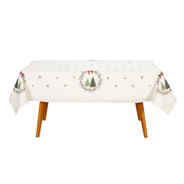 Toalha de Mesa Retangular Dohler Clean Estampado Digital Bosque de Natal 8 Lugares 1,60m x 2,70m