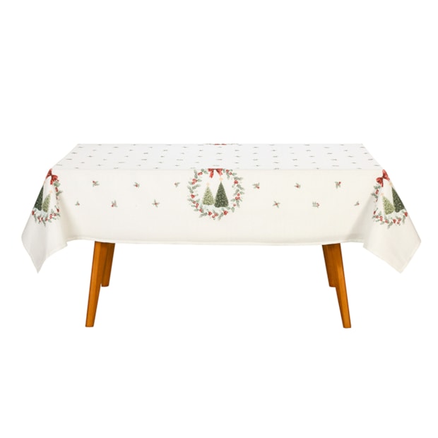Toalha de Mesa Retangular Dohler Clean Estampado Digital Bosque de Natal 8 Lugares 1,60m x 2,70m