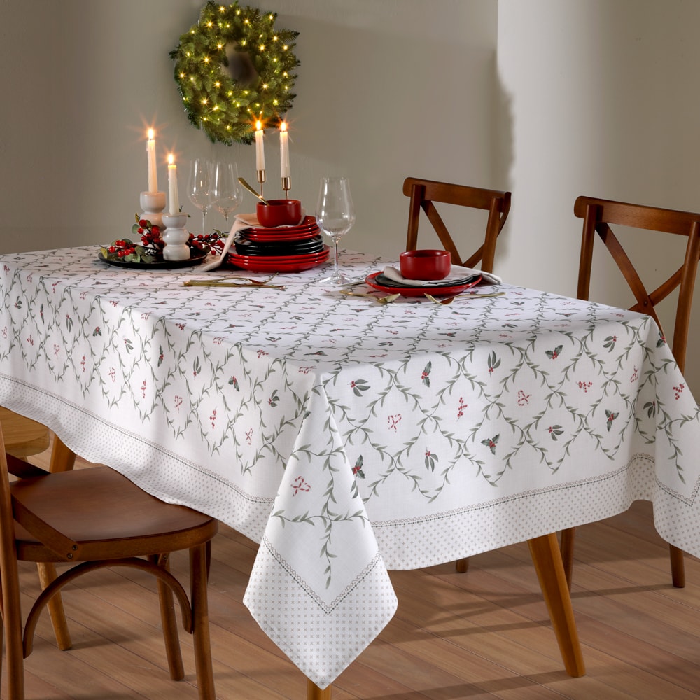 Toalha de Mesa Retangular Dohler Clean Estampado Digital Trama Natalina 8 Lugares 1,60m x 2,70m