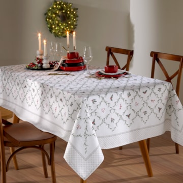 Toalha de Mesa Retangular Dohler Clean Estampado Digital Trama Natalina 8 Lugares 1,60m x 2,70m