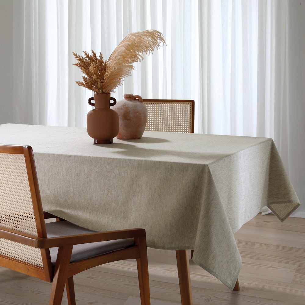 Toalha de Mesa Retangular Dohler Clean Linhares Lisa AM-5215 c/ Linho 6 Lugares 1,60m x 2,20m
