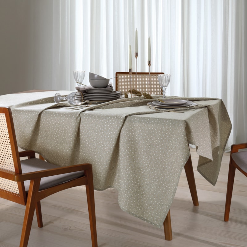 Toalha de Mesa Retangular Dohler Clean Linhares Paloma c/ Linho 8 Luga