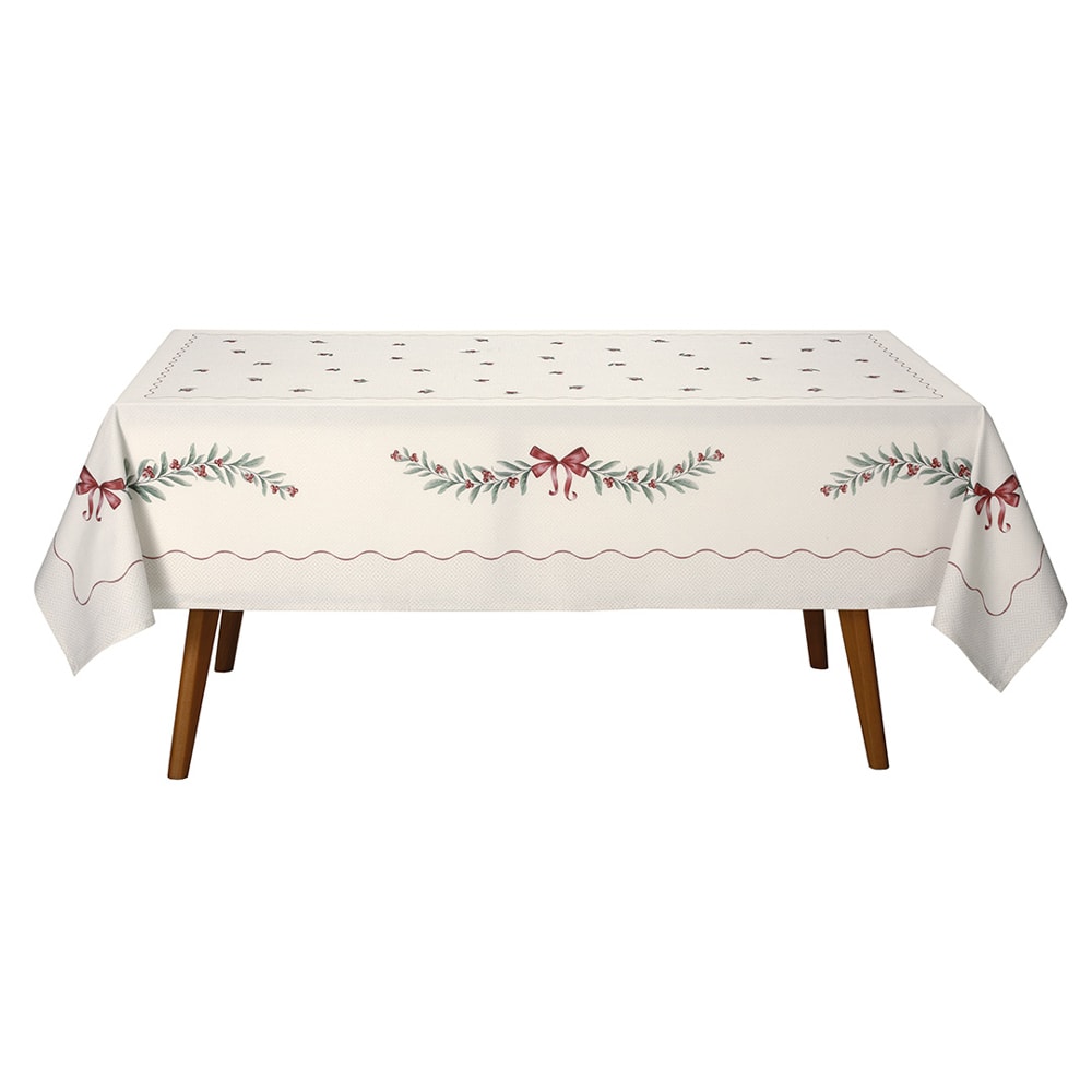 Toalha de Mesa Retangular  Dohler Clean Matisse Estampado Digital Laços de Natal 6 Lugares 1,60m x 2,30m