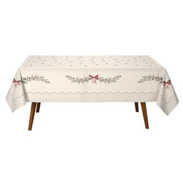 Toalha de Mesa Retangular  Dohler Clean Matisse Estampado Digital Laços de Natal 6 Lugares 1,60m x 2,30m