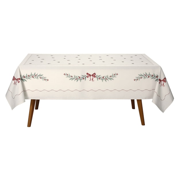 Toalha de Mesa Retangular  Dohler Clean Matisse Estampado Digital Laços de Natal 8 Lugares 1,60m x 2,70m