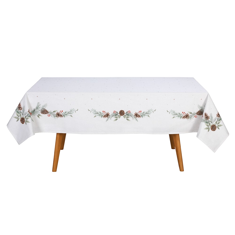 Toalha de Mesa Retangular Dohler Clean Matisse Estampado Digital Natal Campestre 8 Lugares 1,60m x 2,70m