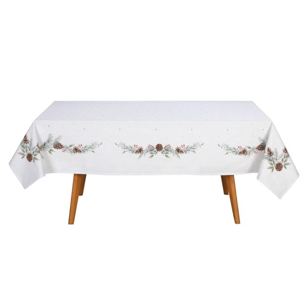 Toalha de Mesa Retangular Dohler Clean Matisse Estampado Digital Natal Campestre 8 Lugares 1,60m x 2,70m