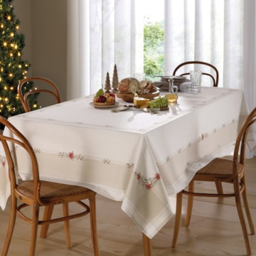 Toalha de Mesa Retangular Dohler Clean Matisse Estampado Digital Ramos de Natal 8 Lugares 1,60m x 2,70m