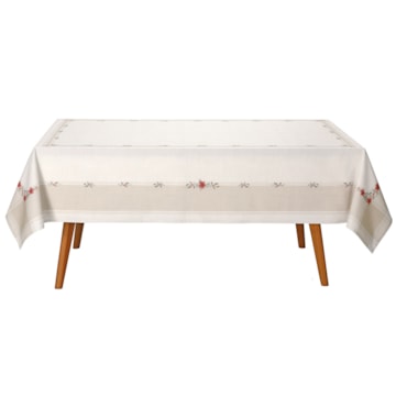 Toalha de Mesa Retangular Dohler Clean Matisse Estampado Digital Ramos de Natal 8 Lugares 1,60m x 2,70m