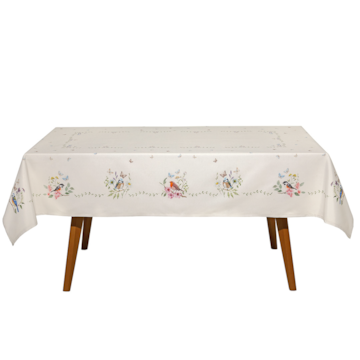 Toalha de Mesa Retangular Dohler Clean Renova Estampado Digital Jardim Off White 6 Lugares 1,40m x 2,10m