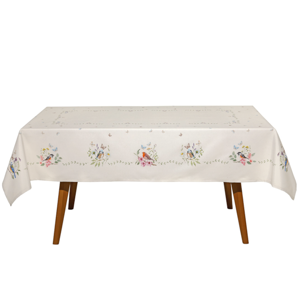Toalha de Mesa Retangular Dohler Clean Renova Estampado Digital Jardim Off White 6 Lugares 1,40m x 2,10m