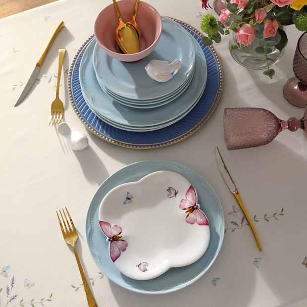 Toalha de Mesa Retangular Dohler Clean Renova Estampado Digital Jardim Off White 6 Lugares 1,40m x 2,10m