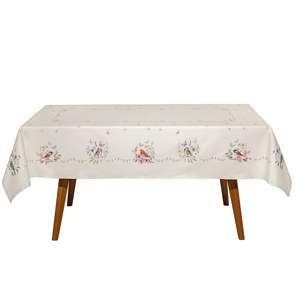 Toalha de Mesa Retangular Dohler Clean Renova Estampado Digital Jardim Off White 8 Lugares 1,60m x 2,70m