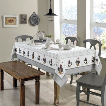 Toalha de Mesa Retangular Dohler Clean Renova Estampado Digital Lia 8 Lugares 1,60m x 2,70m