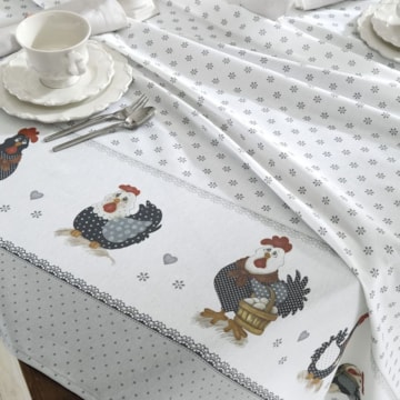 Toalha de Mesa Retangular Dohler Clean Renova Estampado Digital Lia 8 Lugares 1,60m x 2,70m