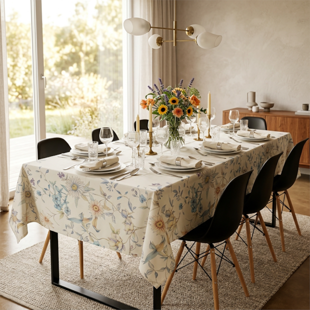 Toalha de Mesa Retangular Dohler Clean Renova Estampado Digital Magnolia 8 Lugares 1,60m x 2,70m