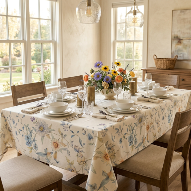 Toalha de Mesa Retangular Dohler Clean Renova Estampado Digital Magnolia 8 Lugares 1,60m x 2,70m