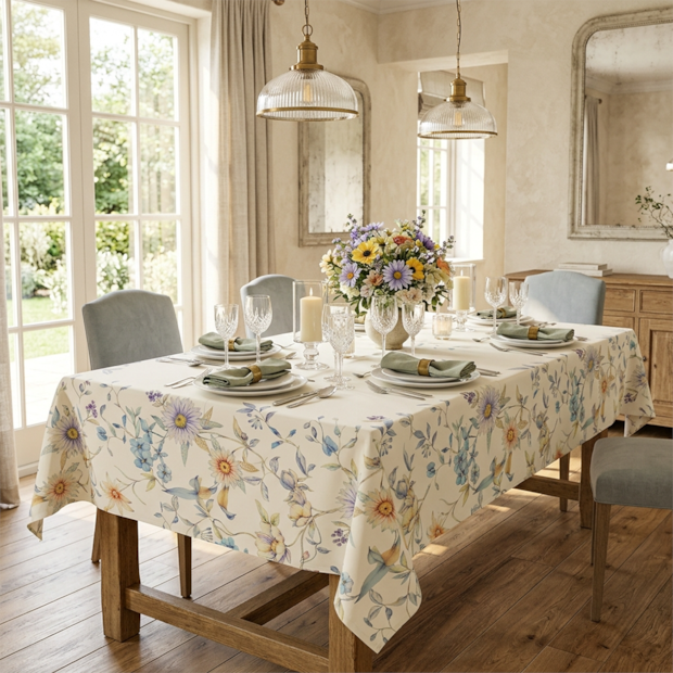 Toalha de Mesa Retangular Dohler Clean Renova Estampado Digital Magnolia 8 Lugares 1,60m x 2,70m