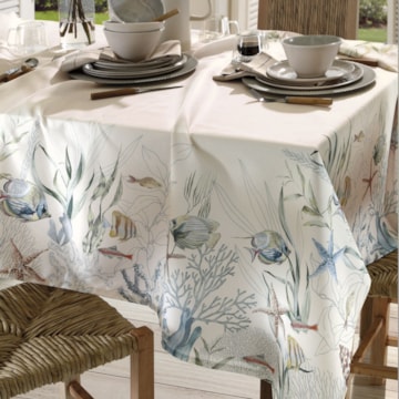 Toalha de Mesa Retangular Dohler Clean Renova Estampado Digital Marina 6 Lugares 1,40m x 2,10m