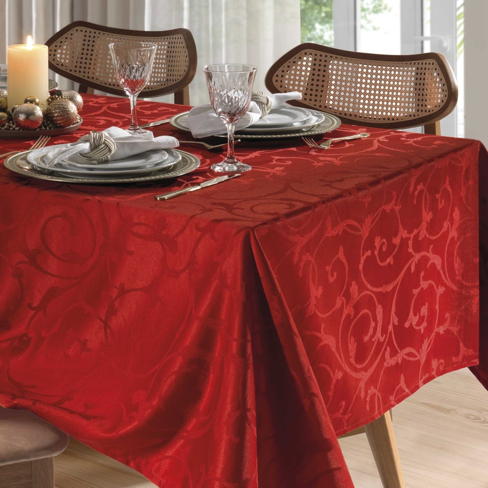 Toalha de Mesa Retangular Dohler Requinte II TJ-6205 6 Lugares 1,40m x 2,10m
