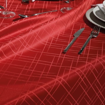 Toalha de Mesa Retangular Dohler Requinte Linhas TJ-5795 Vermelho 8 Lugares 1,60m x 2,70m