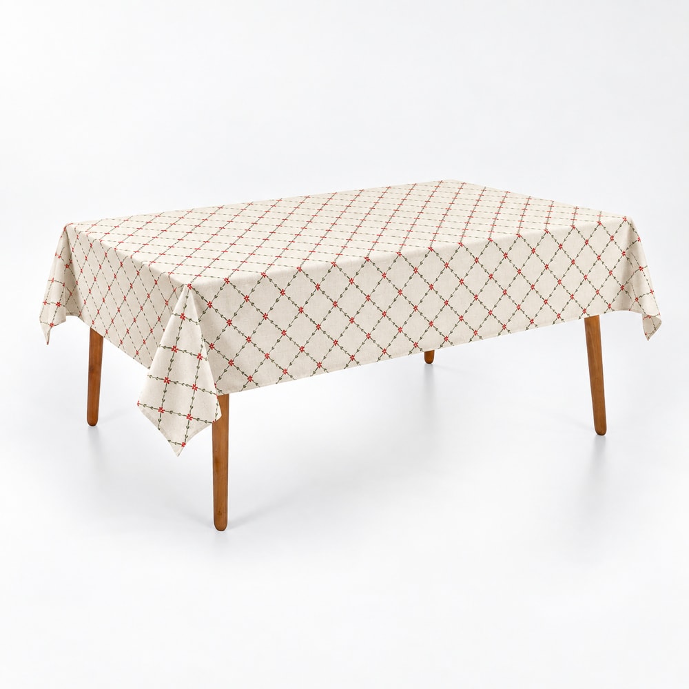 Toalha de Mesa Retangular Estampa Digital Guirlanda de Natal 8 Lugares 1,40m x 2,70m