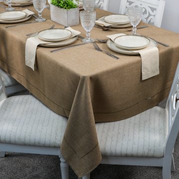 Toalha de Mesa Retangular Glamour Castanho 8 Lugares 1,60m x 2,60m