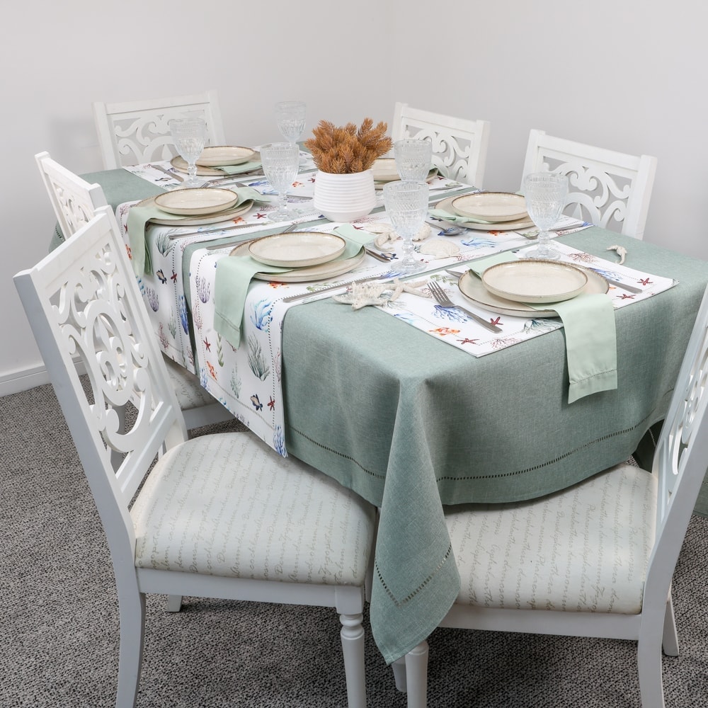 Toalha de Mesa Retangular Glamour Verde Star 12 Lugares 1,60m x 3,20m