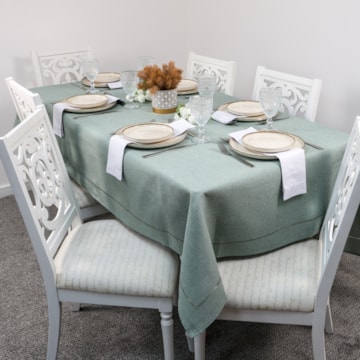 Toalha de Mesa Retangular Glamour Verde Star 6 Lugares 1,60m x 2,10m