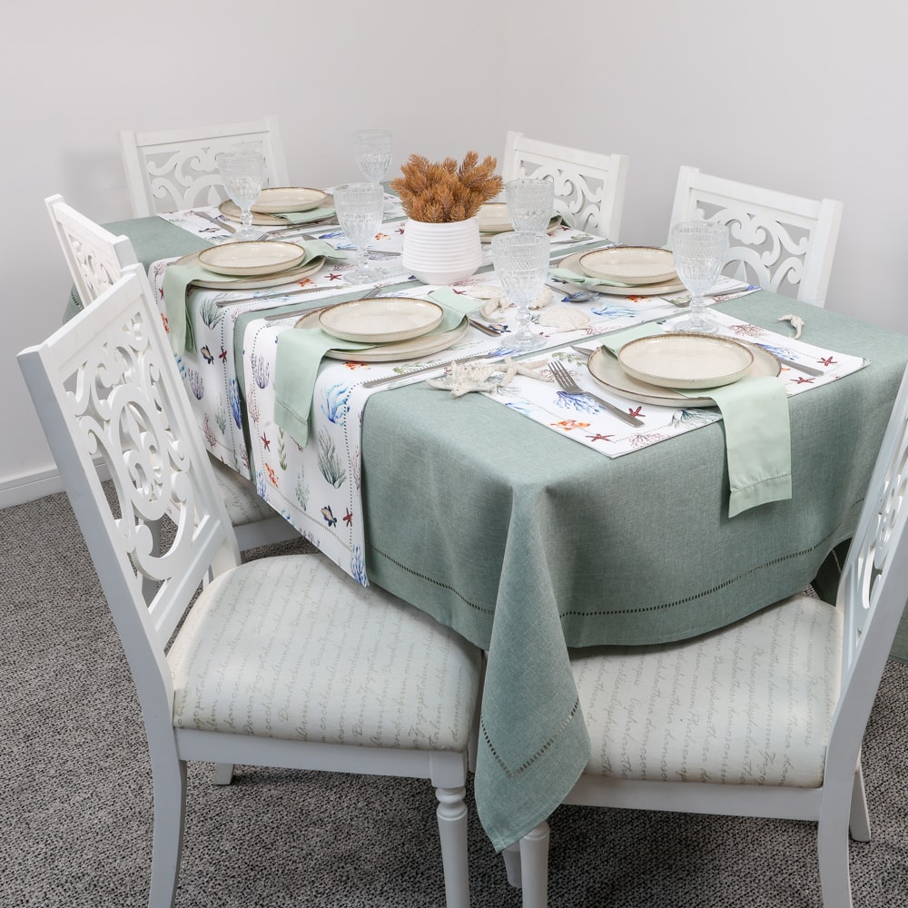 Toalha de Mesa Retangular Glamour Verde Star 6 Lugares 1,60m x 2,10m