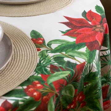 Toalha de Mesa Retangular Jardim de Natal 6 Lugares 1,50m x 2,20m