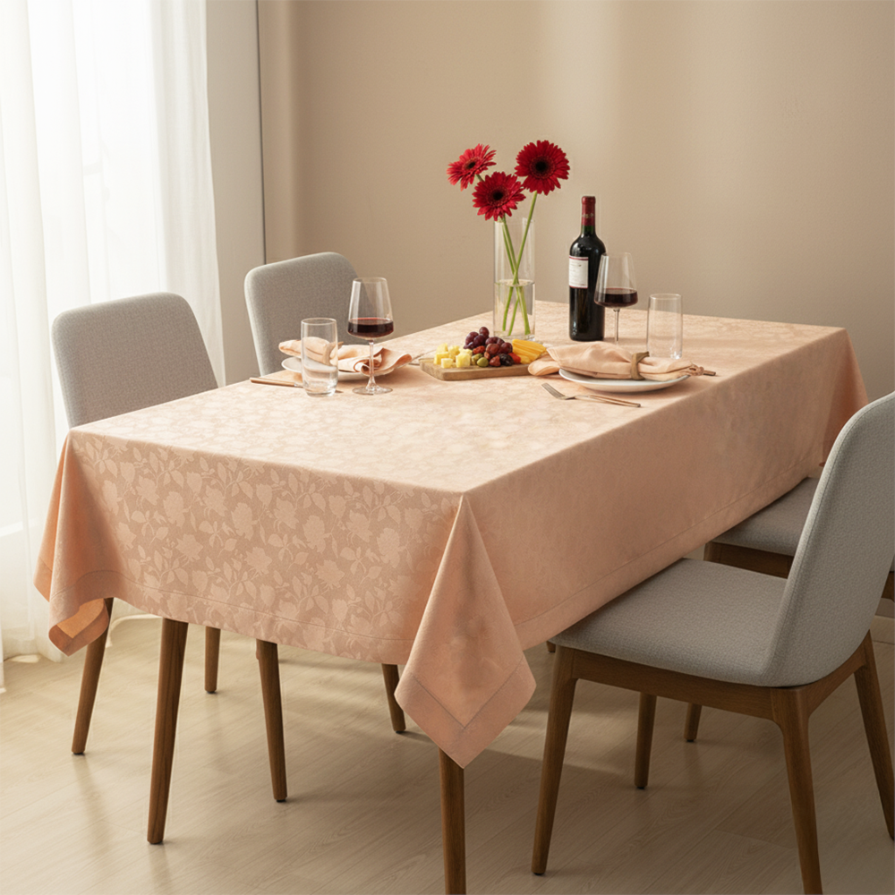 Toalha de Mesa Retangular Karsten Jacquard Celebra Easy Wash Victória 6 Lugares 1,65m x 2,20m