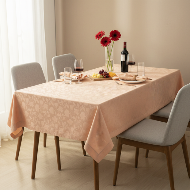 Toalha de Mesa Retangular Karsten Jacquard Celebra Easy Wash Victória 6 Lugares 1,65m x 2,20m