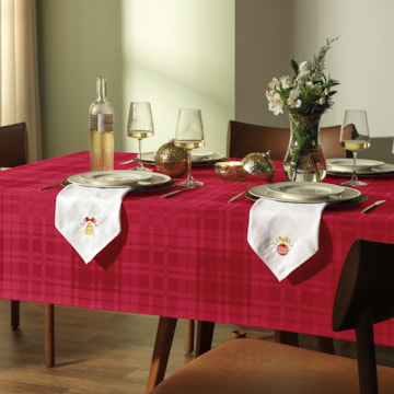 Toalha de Mesa Retangular Karsten Jacquard Celebra Lava Fácil Tartan 6 Lugares 1,80m x 2,20m