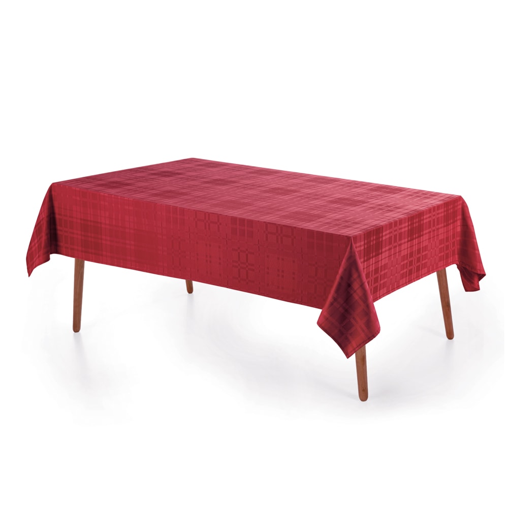 Toalha de Mesa Retangular Karsten Jacquard Celebra Lava Fácil Tartan 6 Lugares 1,80m x 2,20m