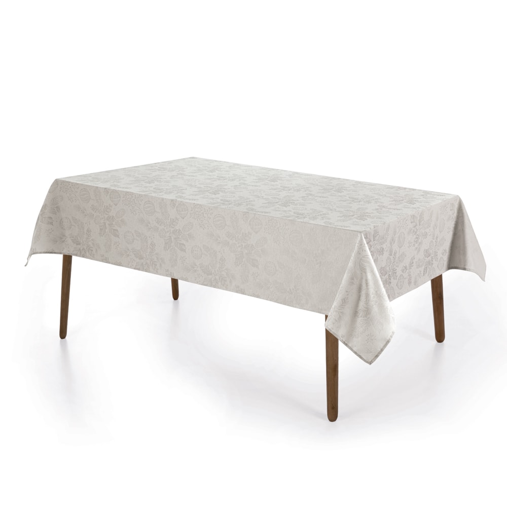 Toalha de Mesa Retangular Karsten Jacquard Natal Azevinho 6 Lugares 1,40m x 2,10m