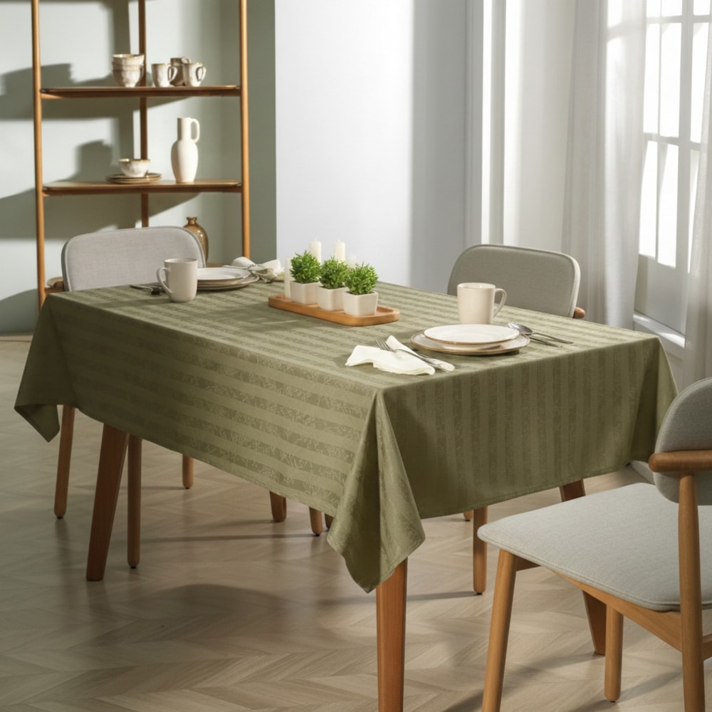 Toalha de Mesa Retangular Karsten Jacquard Sempre Limpa Campestre 8 Lugares 1,80m x 2,70m