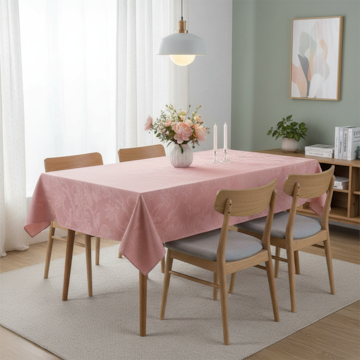 Toalha de Mesa Retangular Karsten Jacquard Sempre Limpa Lótus 6 Lugares 1,60m x 2,20m