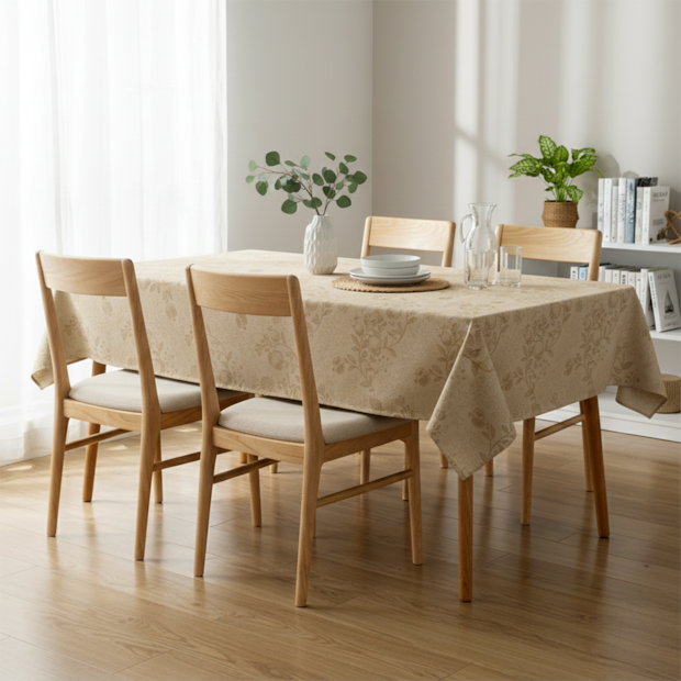 Toalha de Mesa Retangular Karsten Jacquard Sempre Limpa Roman 12 Lugares 1,60m x 3,20m